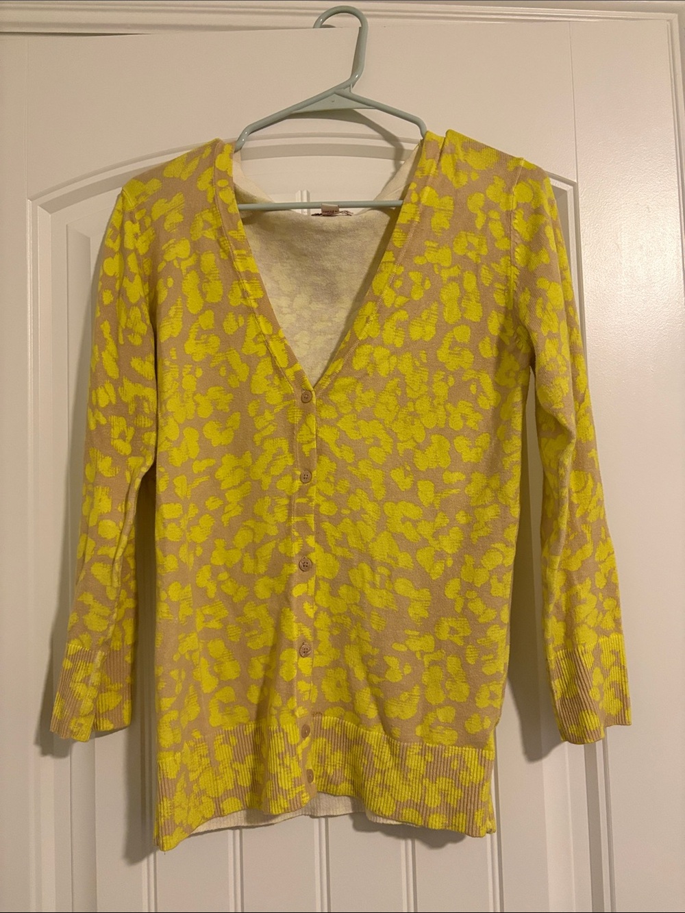Merona Cream and Yellow Floral V-Neck Cardigan